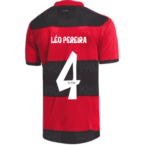 2021/22 Flamengo Home Kit Soccer Jersey LÉO PEREIRA #4